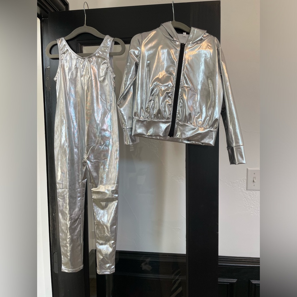 Toddler Silver Metallic jumpsuit & jacket